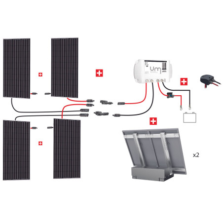 Kit Solaire ABRIS Uniteck 1200W 24V (4x300W) - support EGF + support dalle