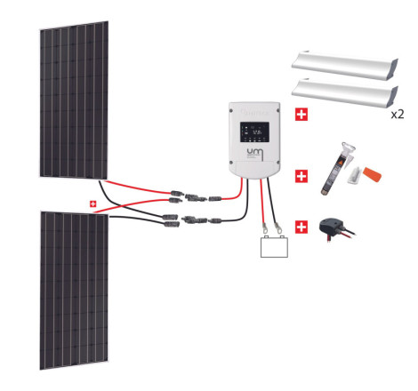 Kit solaire CAMPING-CAR Uniteck - 200W 12V (2x100W) - Monocristallin