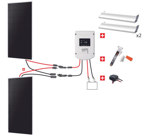 Kit solaire CAMPING-CAR Uniteck - 240W 12V (2x120W) - Back contact