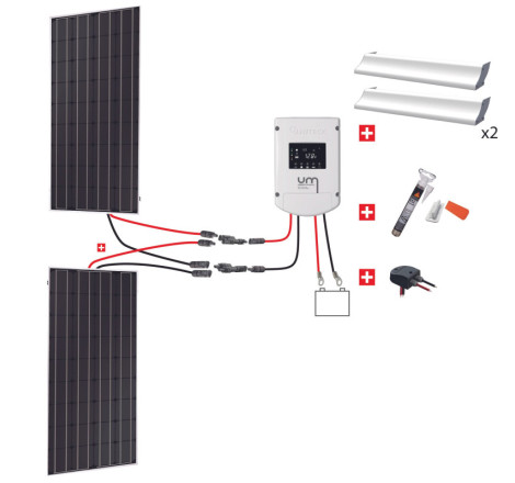 Kit solaire CAMPING-CAR Uniteck - 300W 12V (2x150W) - Monocristallin