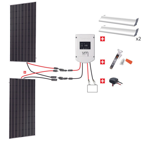 Kit solaire CAMPING-CAR Uniteck - 300W 12V (2x150W) - Monocristallin