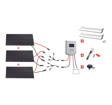 Kit solaire CAMPING-CAR Uniteck - 450W 12V (3x150W) - Monocristallin