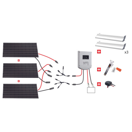 Kit solaire CAMPING-CAR Uniteck - 450W 12V (3x150W) - Monocristallin