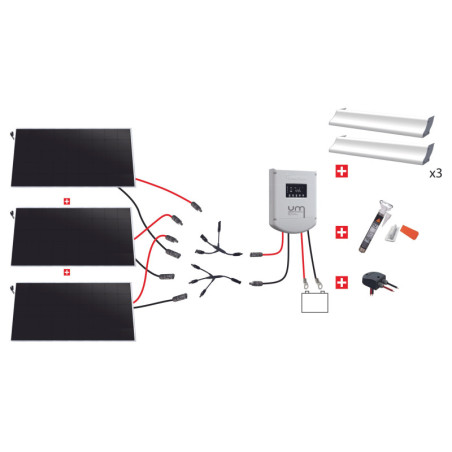 Kit solaire CAMPING-CAR Uniteck - 450W 12V (3x150W) - Back contact