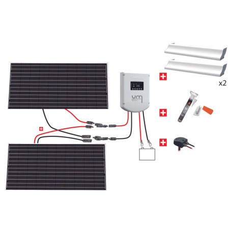 Kit solaire CAMPING-CAR Uniteck - 600W 12V (2x300W) - Monocristallin