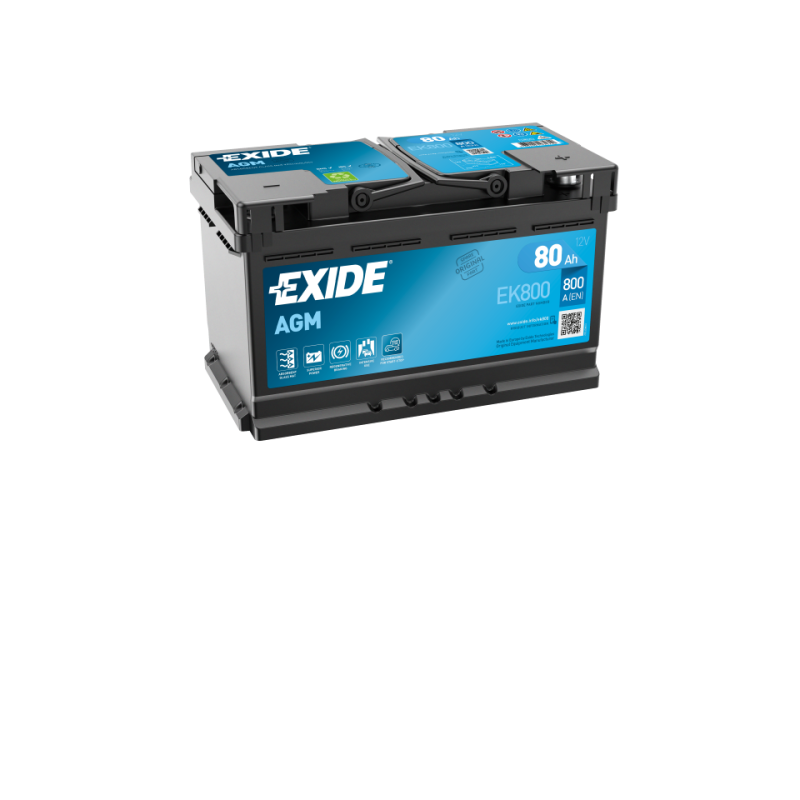 Batterie Voiture Start & Stop AGM EXIDE EK800 12V 80Ah 800A