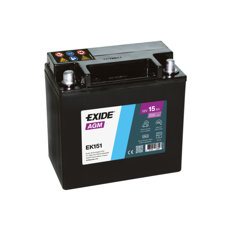 Batterie auxiliaire EXIDE EK151 12V 15Ah 200A