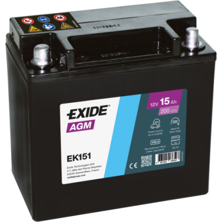 Batterie auxiliaire EXIDE EK151 12V 15Ah 200A