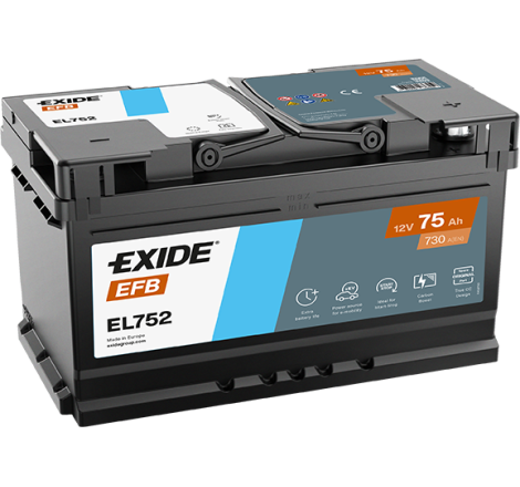 Batterie Voiture EXIDE EL752 12V 75Ah 730A