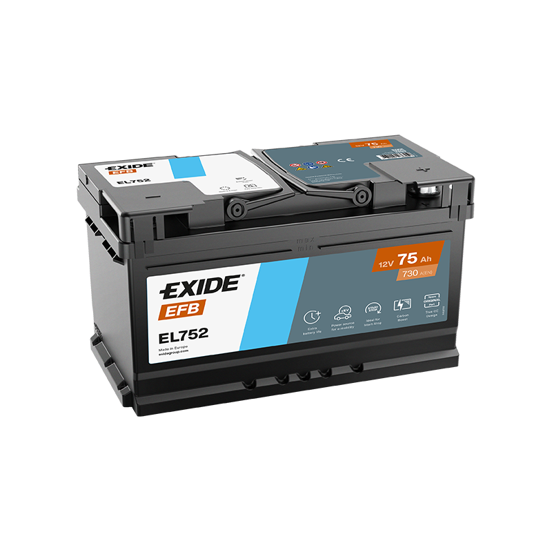 Batterie Voiture EXIDE EL752 12V 75Ah 730A