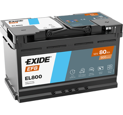 Batterie Voiture EXIDE EL800 12V 80Ah 800A