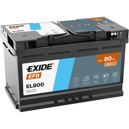 Batterie Voiture EXIDE EL800 12V 80Ah 800A