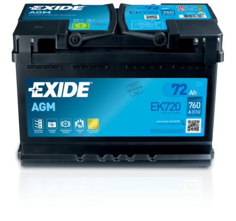 Batterie Voiture Start & Stop EXIDE EK720 12V 72 Ah 760 A