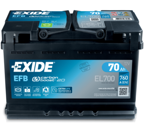 Batterie Voiture EXIDE EL700 12V 70 Ah 760 A