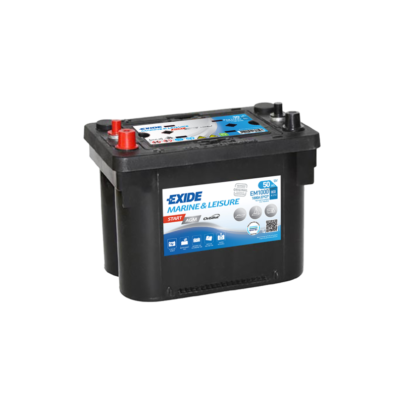 Batterie Bateau EXIDE EM1000 12V 50 Ah 800 A