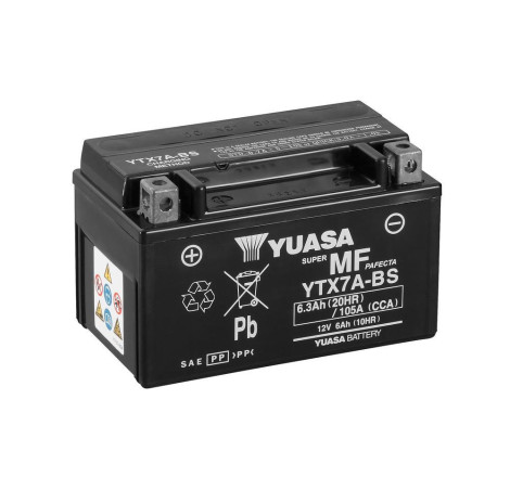 Batterie Moto YUASA YTX7A-BS 12V 6,3 Ah 105 A