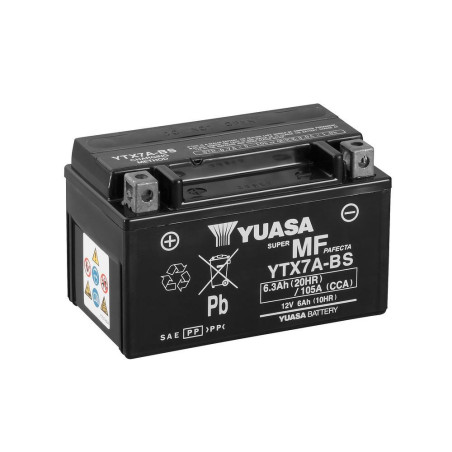 Batterie Moto YUASA YTX7A-BS 12V 6,3 Ah 105 A