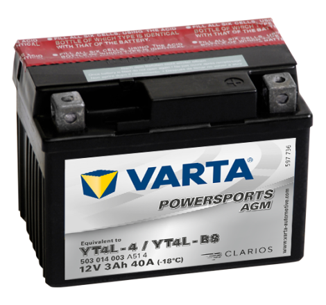 Batterie Moto VARTA YT4L-4/YT4L-BS 12V 3Ah 40A