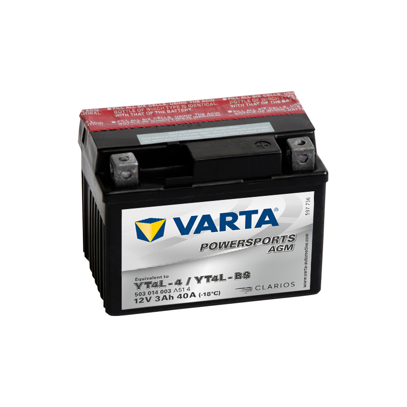 Batterie Moto VARTA YT4L-4/YT4L-BS 12V 3Ah 40A