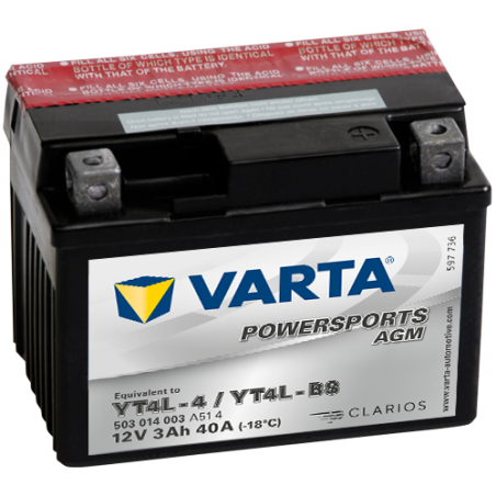 Batterie Moto VARTA YT4L-4/YT4L-BS 12V 3Ah 40A