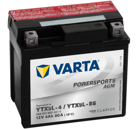 Batterie Moto VARTA YTX5L-4/YTX5L-BS 12V 4Ah 80A