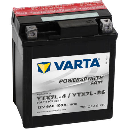 Batterie Moto VARTA YTX7L-4/YTX7L-BS 12V 6Ah 100A