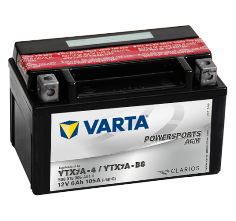 Batterie Moto VARTA YTX7A-4/YTX7A-BS 12V 6Ah 105A