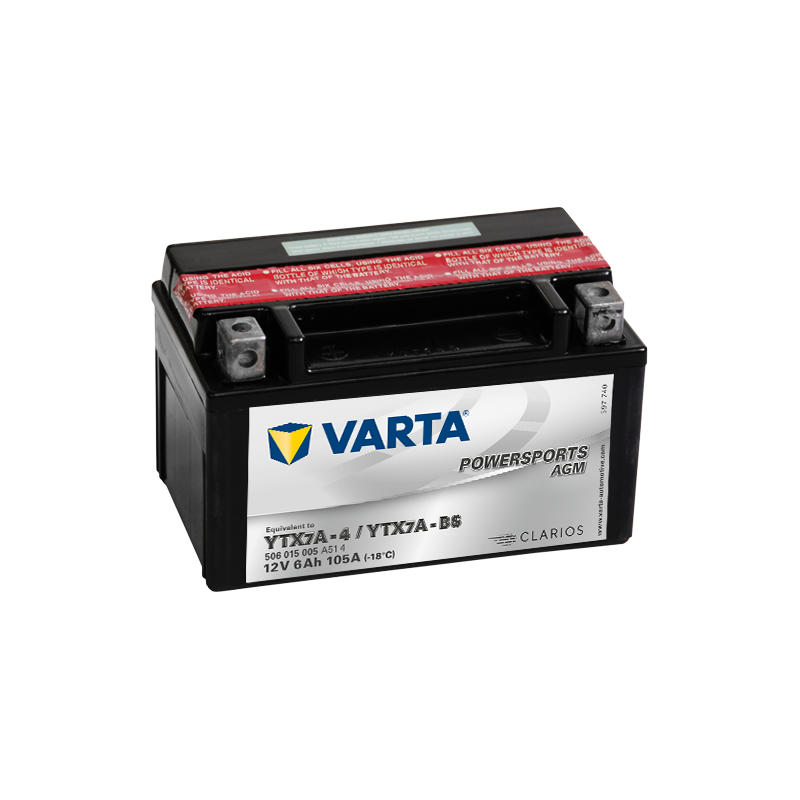 Batterie Moto VARTA YTX7A-4/YTX7A-BS 12V 6Ah 105A