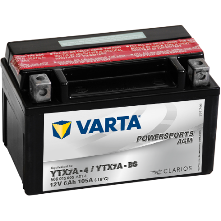 Batterie Moto VARTA YTX7A-4/YTX7A-BS 12V 6Ah 105A