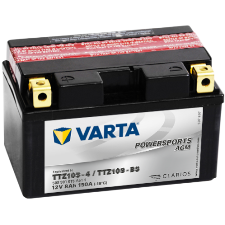 Batterie Moto VARTA TTZ10S-4/TTZ10S-BS 12V 8Ah 150A