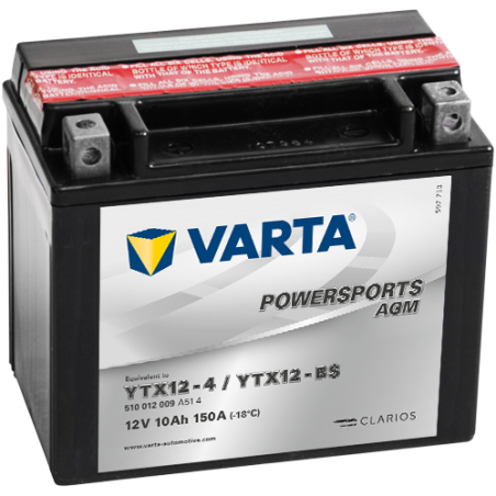 Batterie Moto VARTA YTX12-4/YTX12-BS 12V 10Ah 150A