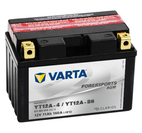 Batterie Moto VARTA YT12A-4/YT12A-BS 12V 11Ah 160A