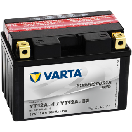 Batterie Moto VARTA YT12A-4/YT12A-BS 12V 11Ah 160A