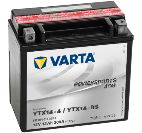 Batterie Moto VARTA YTX14-4/YTX14-BS 12V 12Ah 200A