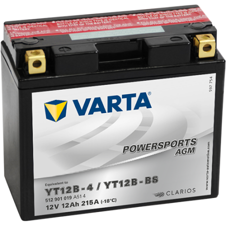 Batterie Moto VARTA YT12B-4/YT12B-BS 12V 12Ah 215A