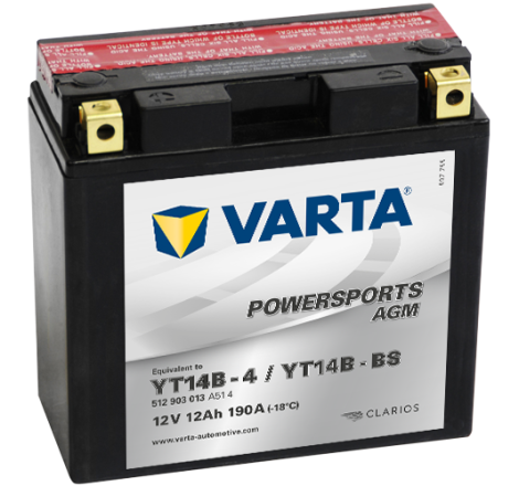 Batterie Moto VARTA YT14B-4/YT14B-BS 12V 13Ah 190A