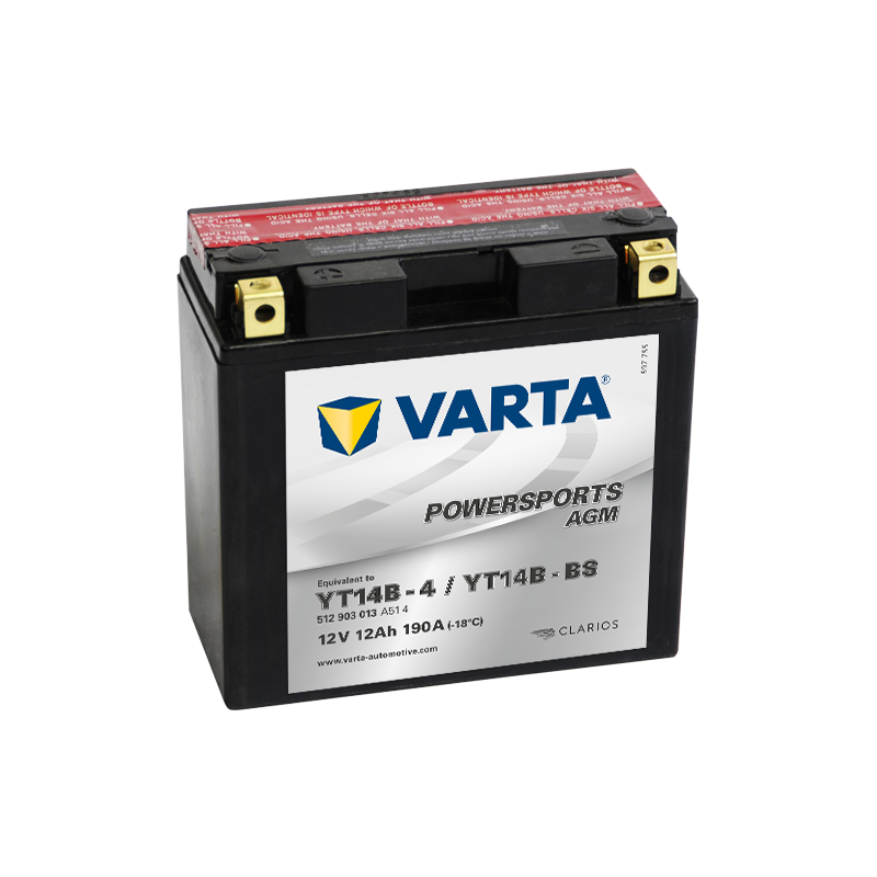 Batterie Moto VARTA YT14B-4/YT14B-BS 12V 13Ah 190A