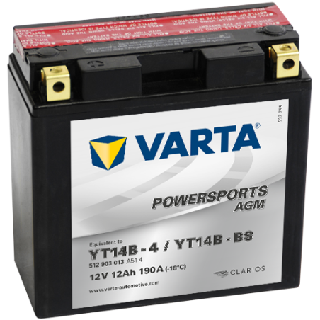 Batterie Moto VARTA YT14B-4/YT14B-BS 12V 13Ah 190A