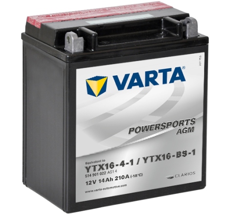 Batterie Moto VARTA YTX16-4-1/YTX16-BS-1 12V 14Ah 210A